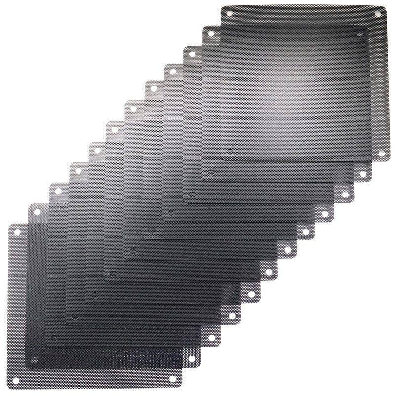 ThreeBulls 12 Pcs 140mm PVC Black PC Cooler Fan Dust Filter Dustproof Case Cover Computer Mesh - Image 1